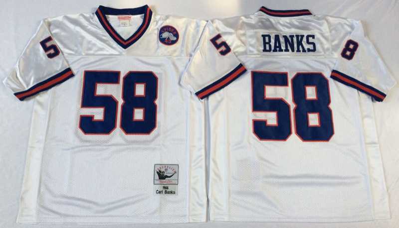 Giants 58 Carl Banks White M&N Throwback Jersey->nfl m&n throwback->NFL Jersey
